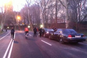 This morning's cyclist speed trap in Central Park.